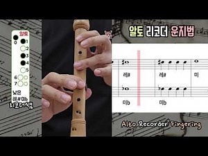 F조 리코더(알토, 소프라니노, 베이스) 운지법(Fingering) 악보 및 연습 영상