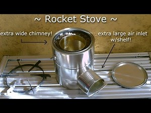 Homemade STEEL CAN Rocket Stove w/shelf! - Improved!! (w/ex-large chimney and feed tube) Full Instr.
