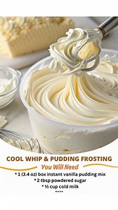 45K views · 87 reactions | Cool Whip & Pudding Frosting—So Fluffy, So Easy, So Addictive! This dreamy frosting takes just minutes and tastes like a whipped cloud of vanilla heaven! Perfect for cakes, cupcakes, cookies… or just eating with a spoon (no judgment here ). | Grandma Cooking Recipes | Facebook