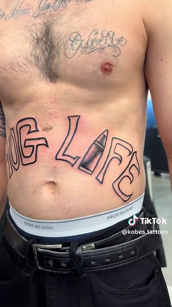 Unique Stomach Tattoo Design Inspired by Thug Life