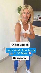 Here’s a great arm workout for ladies like us that you can do at home. You don’t need any equipment, but when your arms are feeling stronger, then add some light weights to start. Repeat all the moves in this workout 3-4 times. | Petra Genco