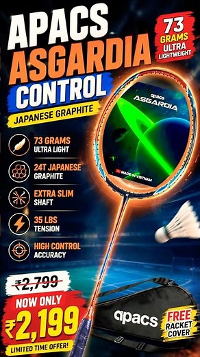 APACS Asgardia Control Review 🔥 Best Lightweight Badminton Racket Under ₹2500? 🏸 #badminton