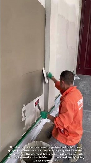 🛠️✨ Applying Smooth Skim Coat and Wall Putty with a Finishing Trowel