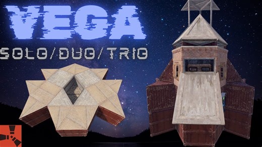 Rust: "维加" 独特的1X2简单低成本1-3人bunker基地