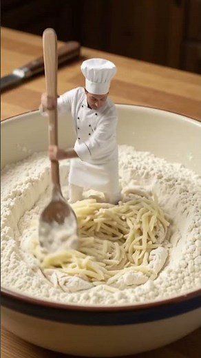 Tiny Chef Makes Slovak Halušky in a GIANT Kitchen 🇸🇰 Full receipe in the description!