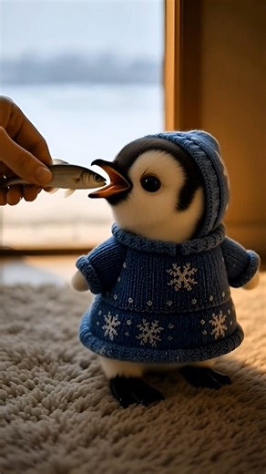 cute penguin eating fish #cuteanimal #foryou