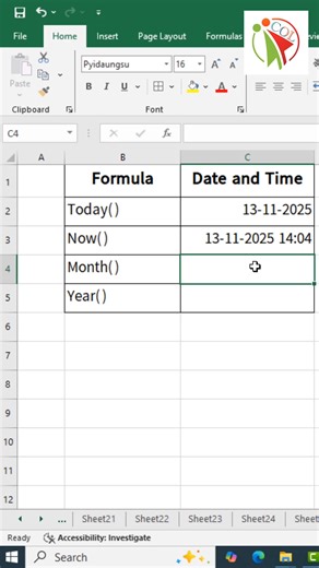 Excel မှာ Date and Time Formula ကို Shortcut အသုံးပြုနည်း #exceltips #excelshortcut #dateandtimeformula | COL - Computer Online Learning