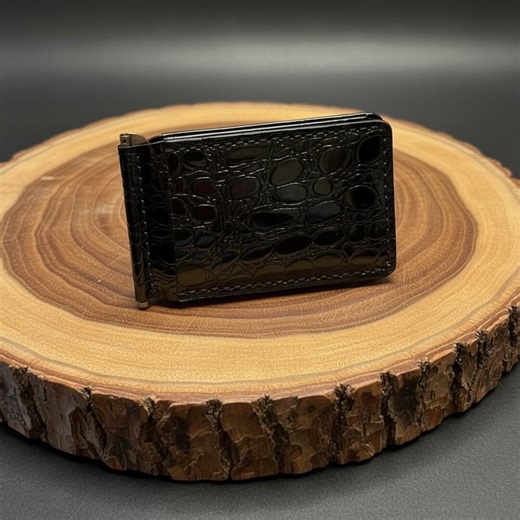 Men's Black Glazed Alligator Money Clip Wallet – Slim Exotic Leather Front Pocket - Etsy