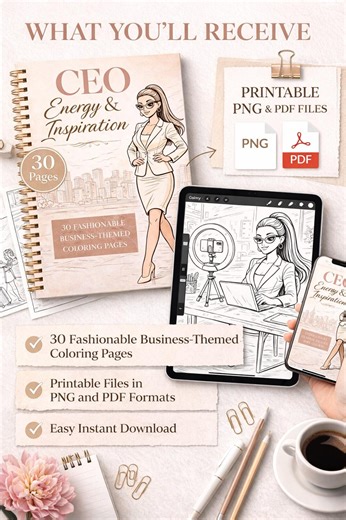 CEO Energy Coloring Book for Women | Inspirational Boss Babe Coloring Pages | Fashion Doll Business Woman | Adult Motivational Coloring Book - Etsy
