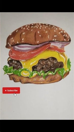 "Hyper Realistic Burger Drawing 🍔 | Realistic Food Art #shorts"