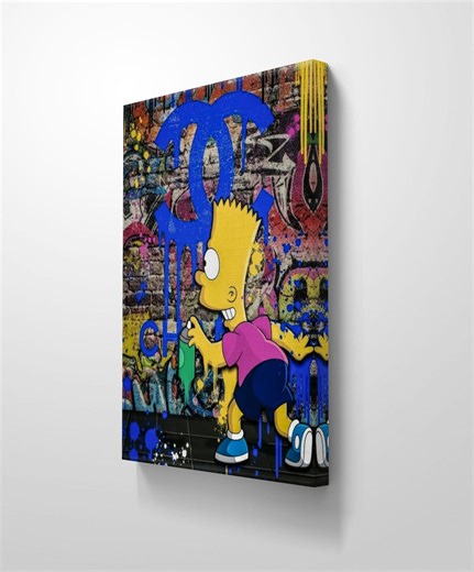 Bart Simpson Graffiti Canvas Art, Street Art Pop Culture Home Decor - Etsy