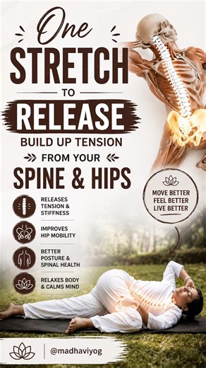 🔥One stretch to release built-up tension from your spine & hips #backpain #spinehealth #hippain
