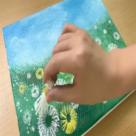 Painting a Dandelion Field / Acrylic Painting Technique | Acrylic Painting Techniques