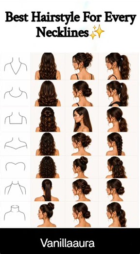 Hairstyle Ideas For Different Necklines ✨️😍 #hairstyle #neckline #hair #guide #beginners