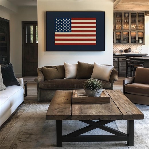 American Flag Oil Painting Framed Canvas Print ∙ Patriotic Wall Art ∙ 1685 - Etsy