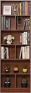 6-Shelf Bookcase, Open Shelf, Book Shelves, Bookshelf for Home Office, Brown