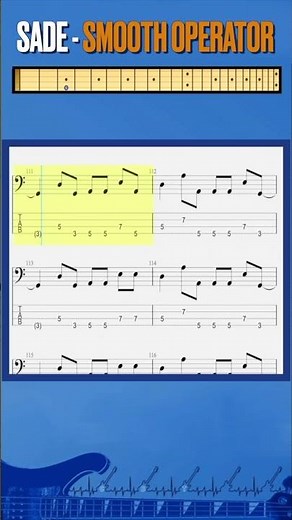 Sade - Smooth Operator (chorus 3) #bass #basstab #tabshorts #sheetmusic #sade #smoothoperator #tabs