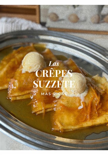 Si tu Crêpe Suzette sabe a jugo caliente con mantequilla… tenemos que hablar. 🍊Guarda esto para cuando quieras hacerla bien. Ingredientes Crepas • 125 g harina (1 taza ligera) \t•\t2 huevos grandes \t•\t300 ml leche entera \t•\t30 g mantequilla derretida \t•\t1 cda azúcar \t•\t1 pizca sal Salsa: •. 80 g azúcar \t•\t60 g mantequilla fría en cubos \t•\t120 ml jugo naranja recién exprimido \t•\tRalladura de 1 naranja \t•\t1 cda jugo limón \t•\t30–40 ml Grand Marnier o Cointreau Y el toquecito extr