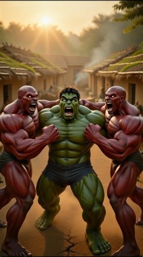 Hulk vs Red Villains in Indian Village Anime Action Story | #ai #hulk #hulkvideo #ytshorts #redhulk