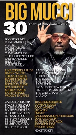 30 straight years of Producing, Choreographing and featuring LINE DANCE MUSIC. Happy 30th Anniversary | Big Mucci
