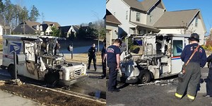 Postal truck catches fire in Steele Creek
