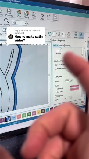Change Satin Stitch Thickness in Hatch 3 Digitizer
