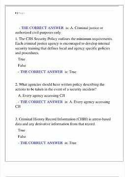 CJIS SECURITY TEST EXAM COMPLETE 50 QUESTIONS AND CORRECT