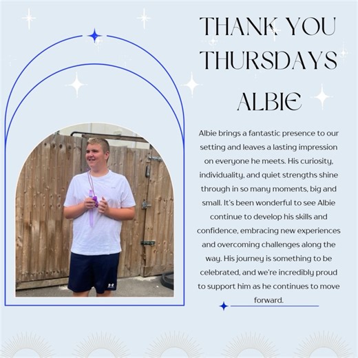 💙 Thank You Thursday 💙 Today we’re showing our appreciation for Albie and the positivity he brings to our setting. His presence adds something special to our days, and it’s always a pleasure to see him engaging in his own way and making progress at his own pace. We’re thankful for the moments that remind us how meaningful this journey is, and Albie is a big part of that. Here’s to celebrating individuality, growth, and all the reasons to be thankful today. 🌟 #ThankYouThursday #FirstThoughtCar