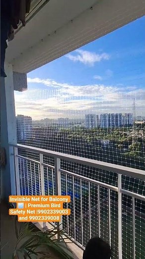 Invisible Net for Balcony🪟|Premium Bird Safety Net|Transparent Balcony Net Setup🧵 Looks+Protection