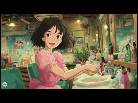 A Slow Day in a Cozy Barber Shop 🌸 | Peaceful Small Town Life | Relaxing Animation