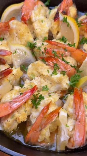 This stuffed crab shrimp came to FLEX 💪🦐 — and just benched every other appetizer. Juicy ✅ Creamy ✅ Crunchy ✅ Cheesy ✅ And that butter lemon finish? 👌🔥👇 Save this — it’s a guaranteed crowd-pleaser. 1️⃣ Prep the Shrimp - Butterfly large shrimp and leave the tail on - Season with salt, pepper, and Old Bay Seafood Seasoning - Set aside while you make the stuffing 2️⃣ Make the Crab Stuffing - 6 oz lump crab meat - ½ block cream cheese, softened - 1 tbsp minced garlic - 1 tbsp mustard - 1 stalk 
