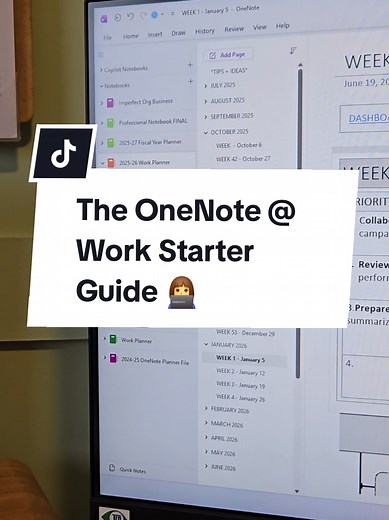 This is my ultimate guide for starting OneNote that answers 3️⃣ simple questions: 1) What is OneNote? 2) What is it used for? 3) How can you organize it? If the questions above solve a problem with work productivity and task tracking that you're having at work, then it's worth trying. It isn't for everyone, but it does offer customization (and patience) to make it work. Head over to my profile for tutorials and to access templates 🔗 (📷 Video Inspo from: @ttinventory) #microsoft365 #onenote #on