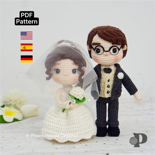 Bride and Groom Crochet Pattern, Wedding Amigurumi Couple, Step by Step PDF - Etsy