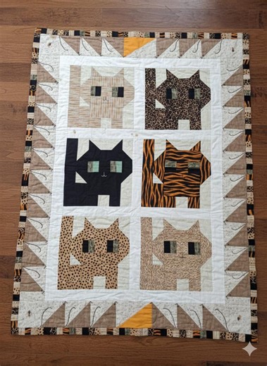 Handmade Baby Quilt (51" X 38") - Adorable Patchwork Cat Design With Animal Prints - Soft Cotton Nursery Blanket - Unique Handcrafted Play M - Etsy