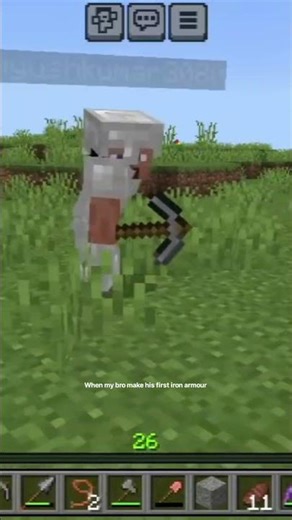 When my brother make his first iron armour in his our survival world #shorts #minecraft #twobro