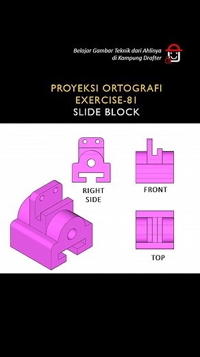 Belajar Gambar Teknik Mesin dengan Proyeksi Ortografi