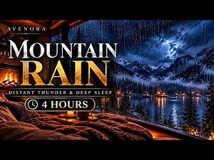 Rainy Mountain Cabin 🌧️ Distant Thunder & Deep Sleep Ambient | 4 HOURS • 4K