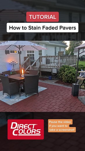 Tutorial for Staining & Sealing Faded Pavers #directcolors #diy #diyproject #concretework #paverpatio #patiomakeover #concretestain #fyp
