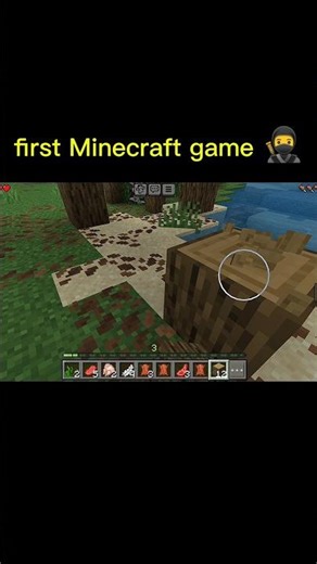 Chopping wood for the first time in Minecraft 🔥🔥 #minecraft