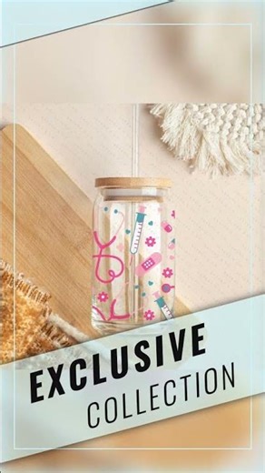 16oz Nifty Nurse Glass Cup with Bamboo Lid & Straw