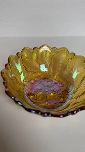 Carnival Glass Bowl-iridescent Amber Marigold - Etsy
