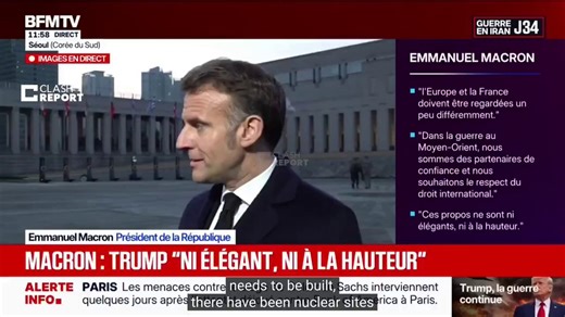BREAKING: MACRON ON IRAN:Six months ago, we were told everything had been destroyed and settled. Clearly, that was not the case.Without international inspectors verifying materials, research, and hidden sites, it is simply not serious.There will always be expertise and potentially hidden facilities unless there is lasting oversight.A few weeks of military strikes cannot resolve the nuclear issue in the long term.Without a diplomatic and technical agreement, the situation could deteriorate again 