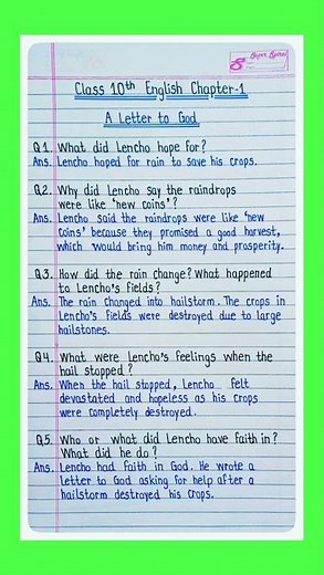 a letter to god question answer. class 10 english chapter 1 question answer. a letter to god short