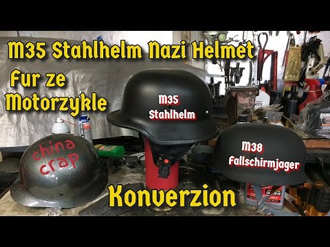 Al An's German m38 m35 Stahlhelm Biker motorcycle Helmet how to idea German style Nazi WW2 WWII