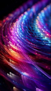 Fiber Optic Cables in an Abstract Rainbow Glow, Showcasing the Essence of High-Speed Information Transmission in the Digital Age - 4K Seamless Animated Loop