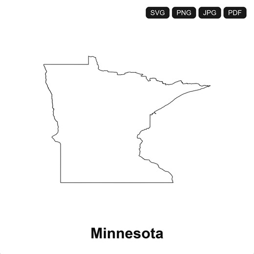 Minnesota Outline Map SVG PNG PDF | Cricut Silhouette Cut File (digital Download) - Etsy