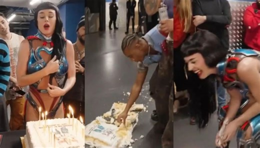 Katy Perry smashing birthday cake on floor, sparks backlash online