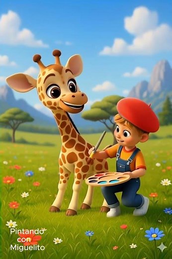 🎨 Hoy coloreamos una jirafa 🦒. Imprime el dibujo y diviértete pintando en casa con los niños 🖍️✨.