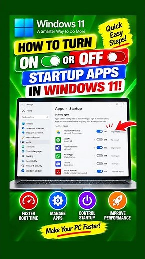 How to Turn ON or OFF Startup Apps in Windows 11! #Shorts #windows11