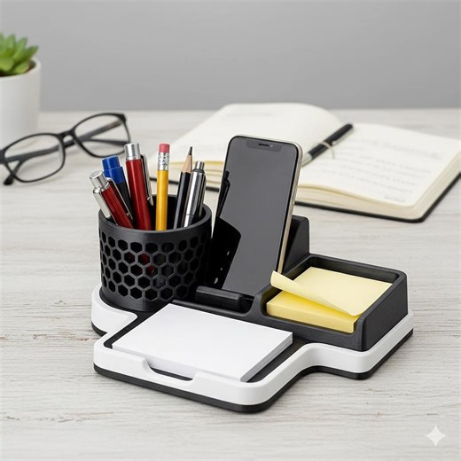 3D Printed Desk Organizer, Honeycomb Pen Holder, Phone Stand, Memo Station - Etsy